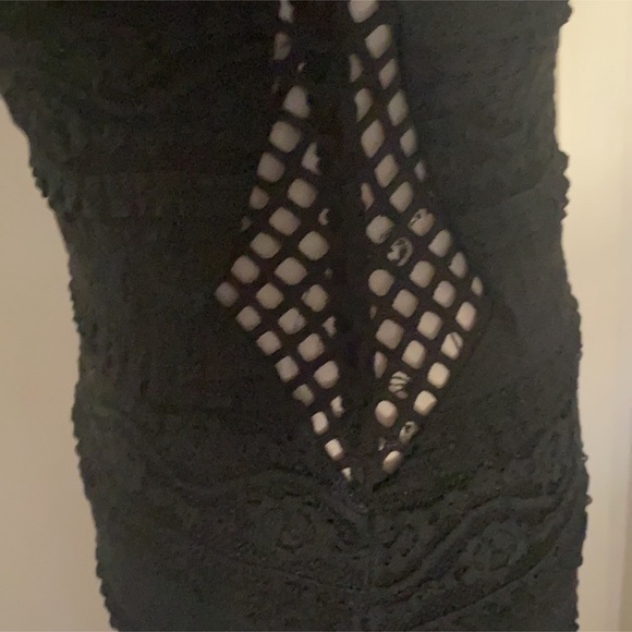 NWT $150 Bebe Mixed Lace Mock Neck Dress NWT Women’s sexy lace goth - Picture 4 of 7